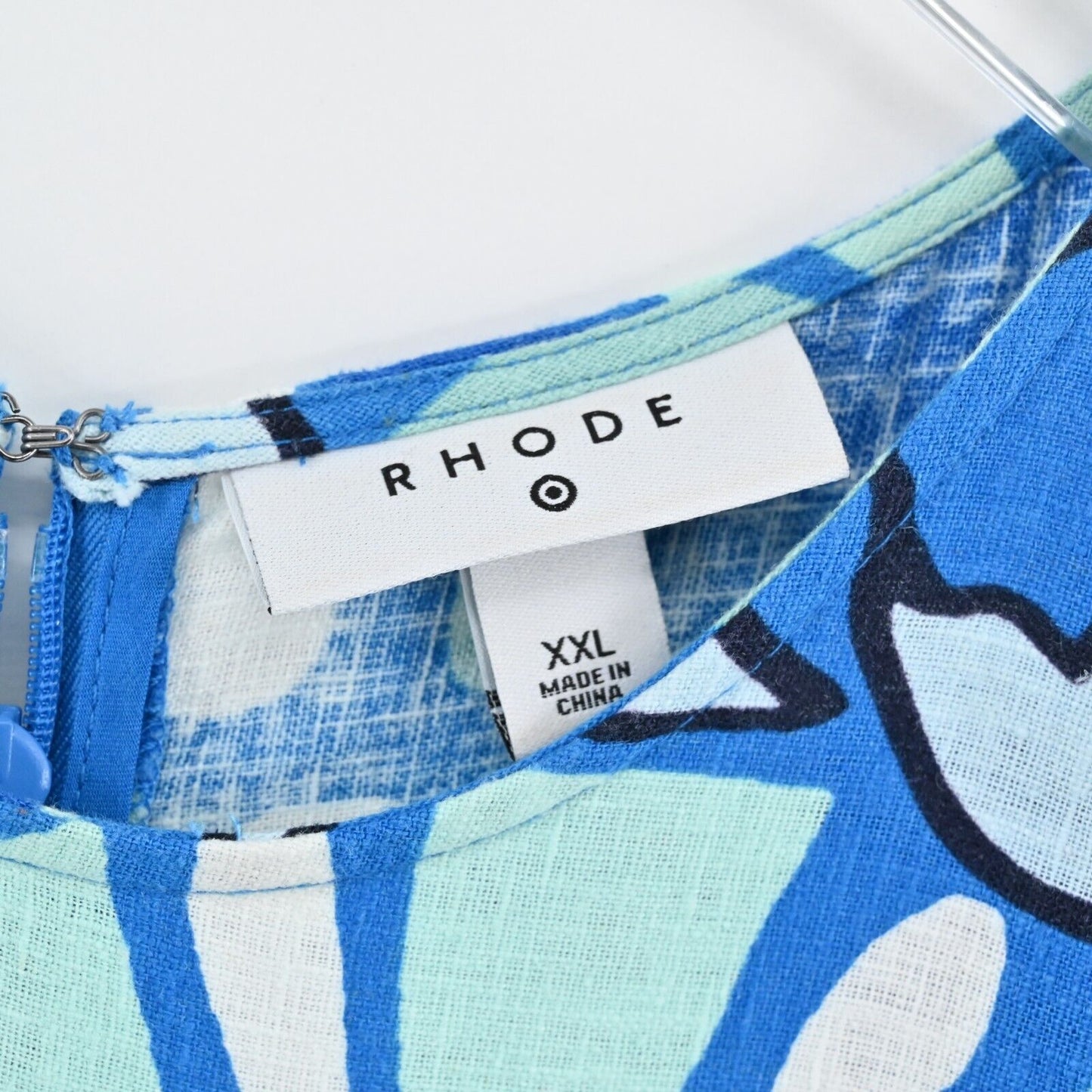 RHODE Jumpsuit Womens Size XXL Target Zinnia Blue Print Bell Sleeve Cut Out