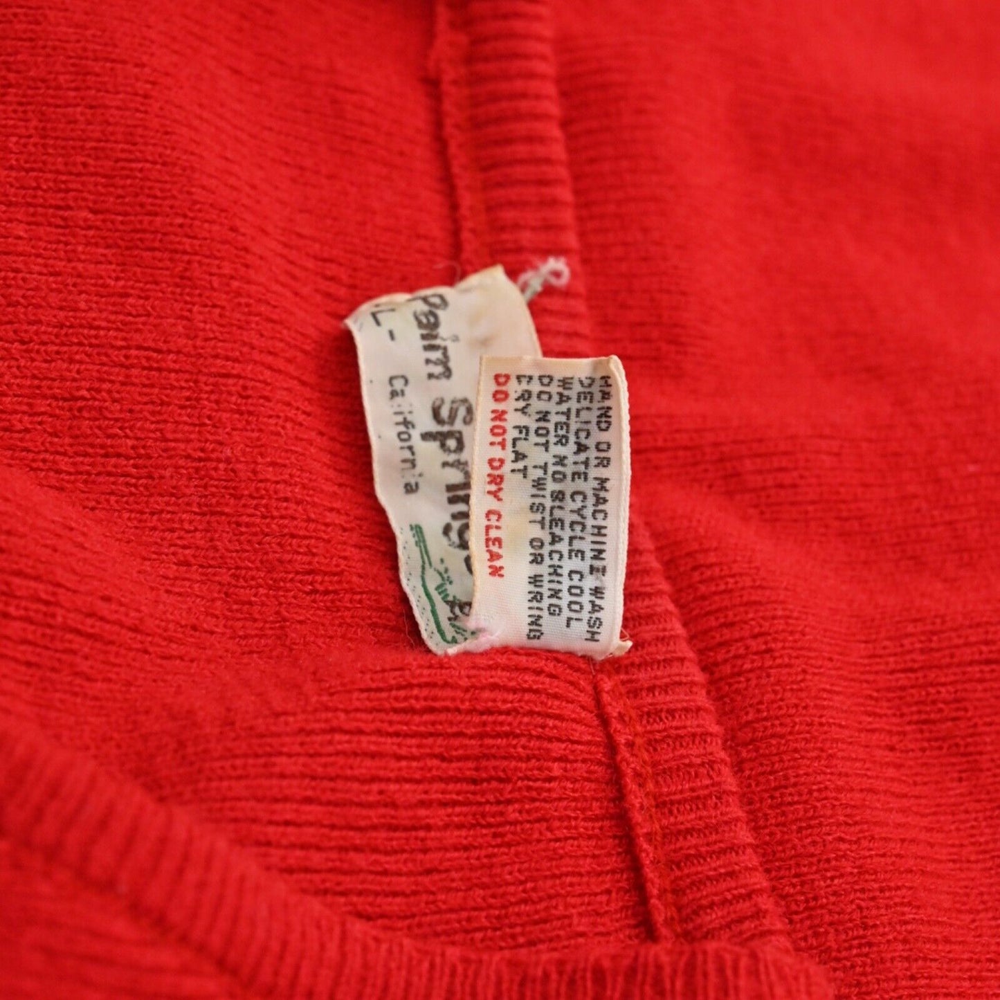 Vtg PALM SPRINGS Novelty Golf Sweater Womens Size L Red Embroidered V Neck 80s