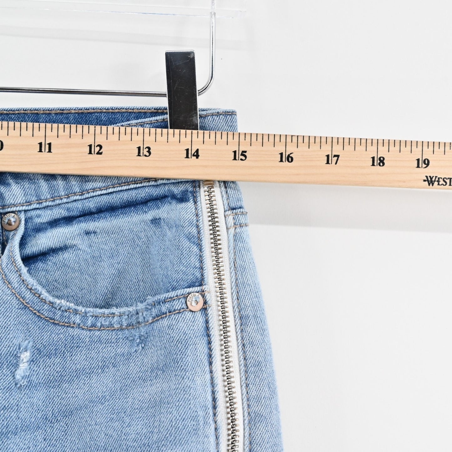 PISTOLA Womens Charlie Side Zip Jeans Size 27 Distressed High Rise Blue Denim