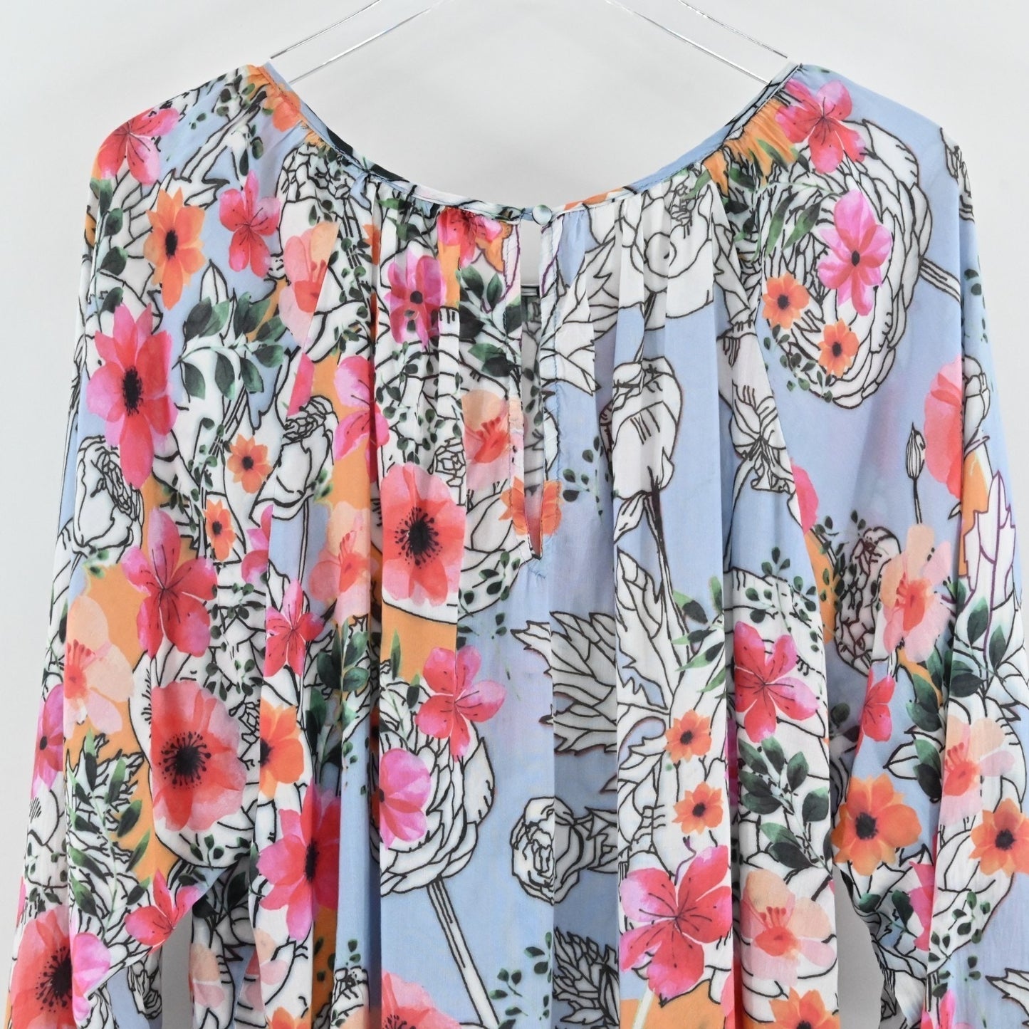 Tolani Collection Womens Floral Top Size S Balloon Sleeve Peasant Blouse India