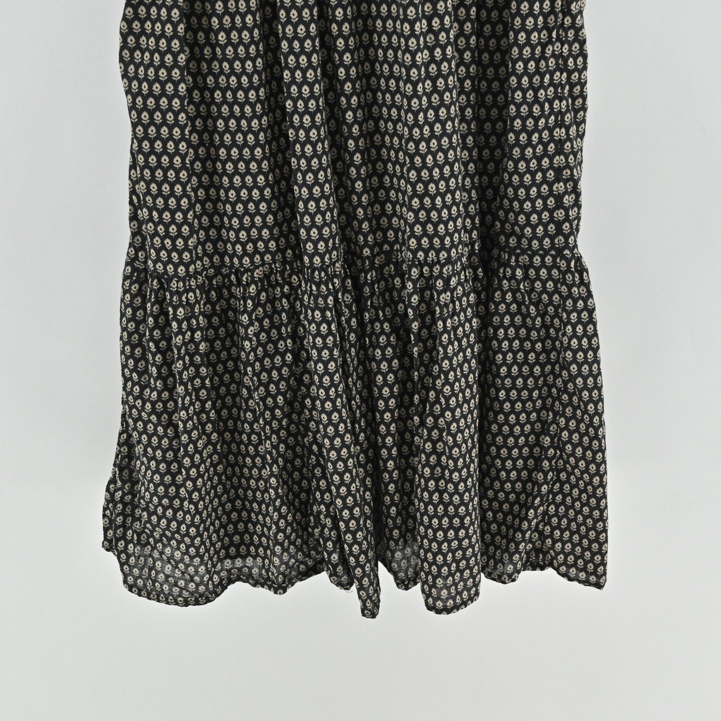 Anthropologie Peregrine Midi Dress Womens Size XL Neutral Motif Smocked Tiered