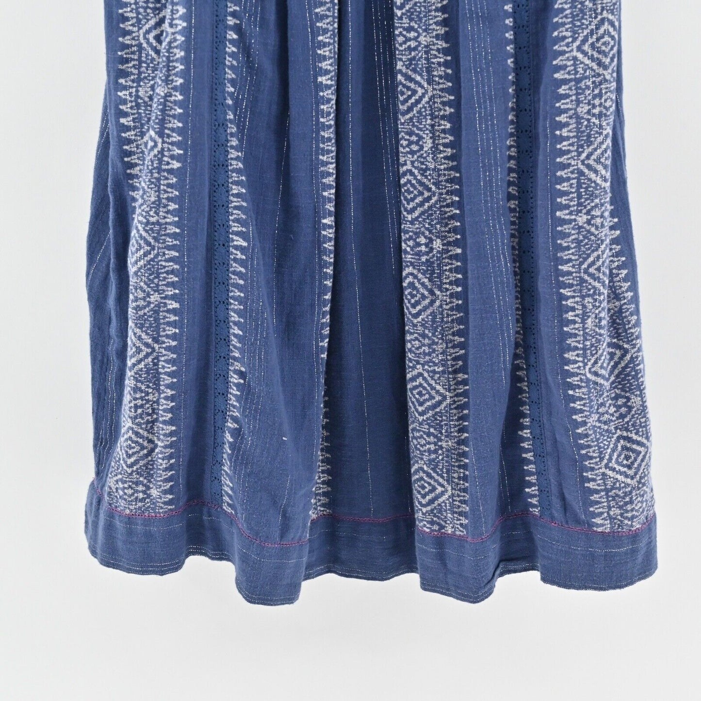 ANTHROPOLOGIE Dress Sz 0 Blue Embroidered Metallic Cotton Morwen Shift AKEMI KIN