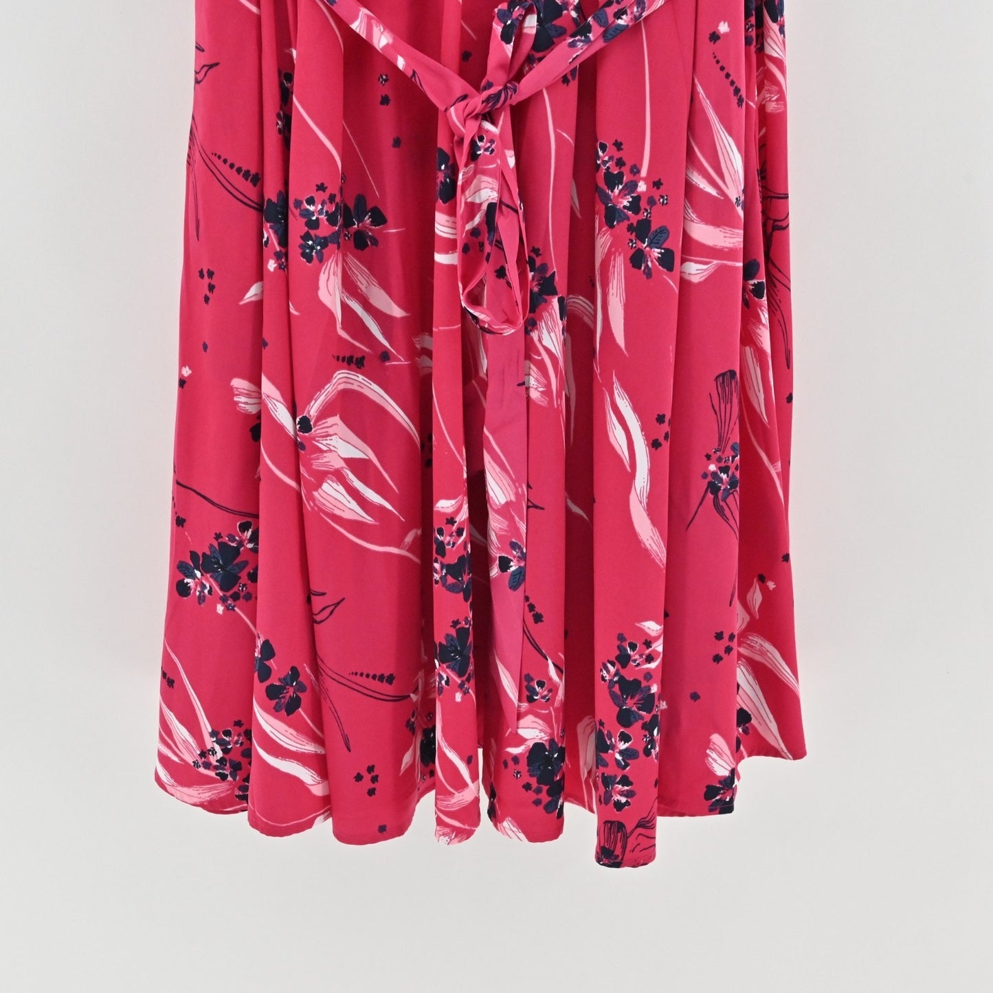 Charter Club Moroccan Pink Combo Floral Print Dress Size 18W Flutter Sleeve Tie