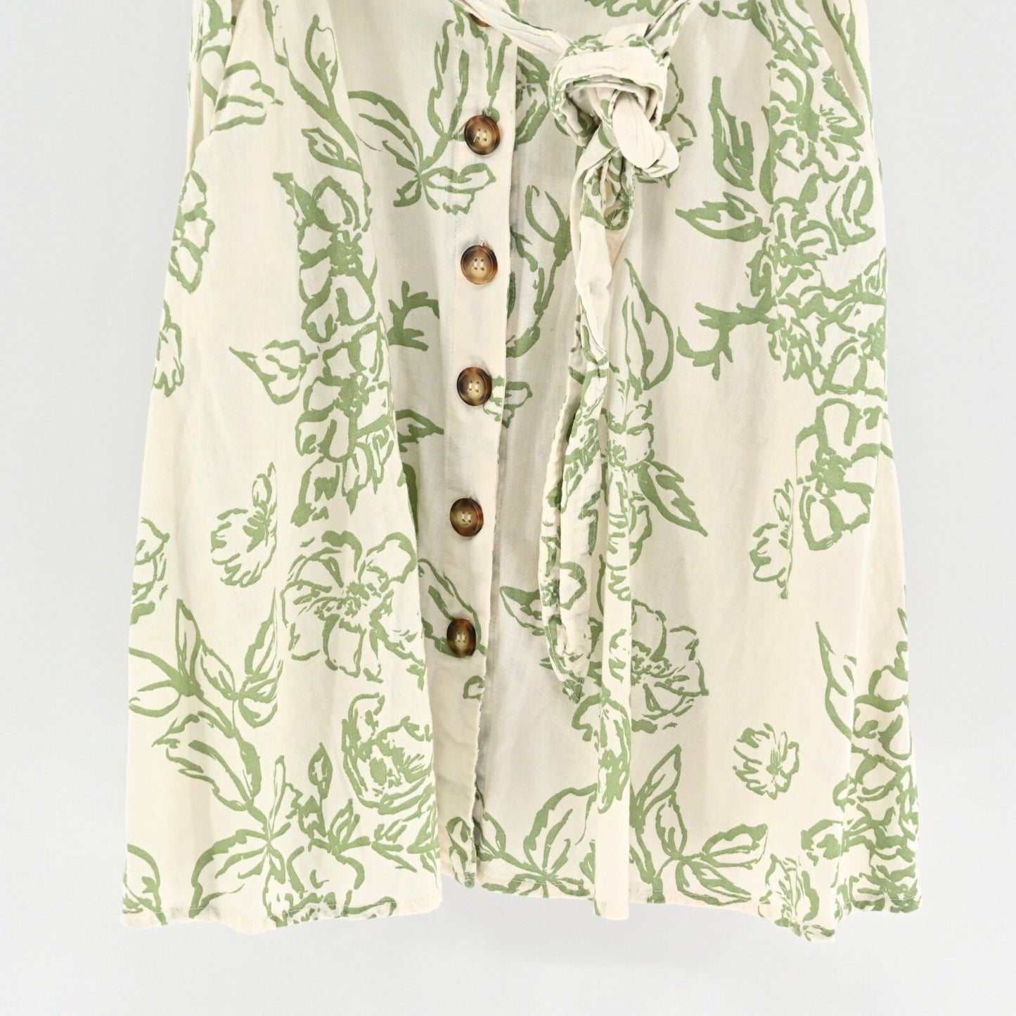 FREE PEOPLE Womens A Thing Called Love Dress Size 2 Mini Green Button Back Tie