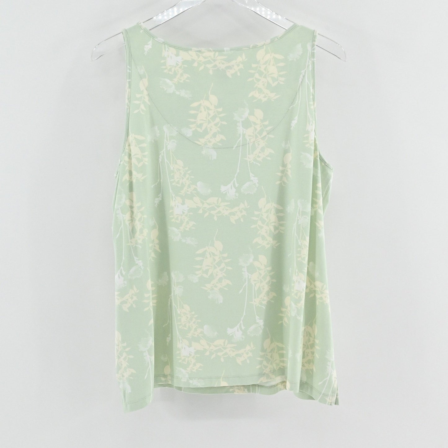 Chicos Bouquet Polish Knit Tank Top Size L Floral Sleeveless Green