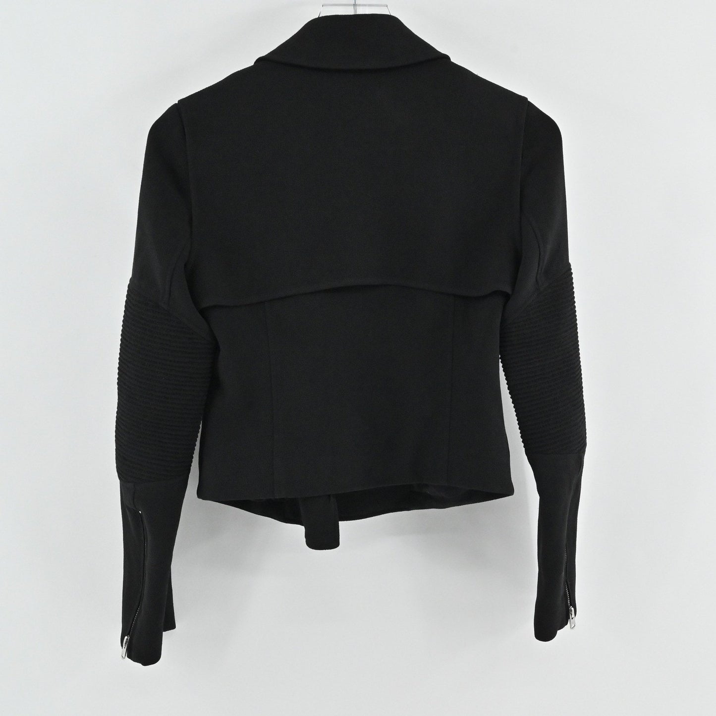 Aritzia Womens Black Moto Jacket Size 2 Wilfred Ribbed Sleeve Zip Up Rocker Punk