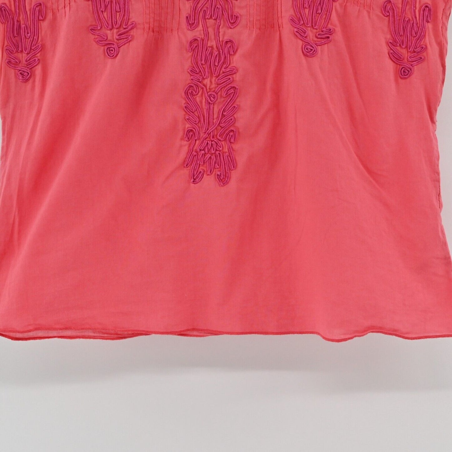 FREE PEOPLE Top Womens Size S Pink Lightweight Embroidered Detail Boho Blouse