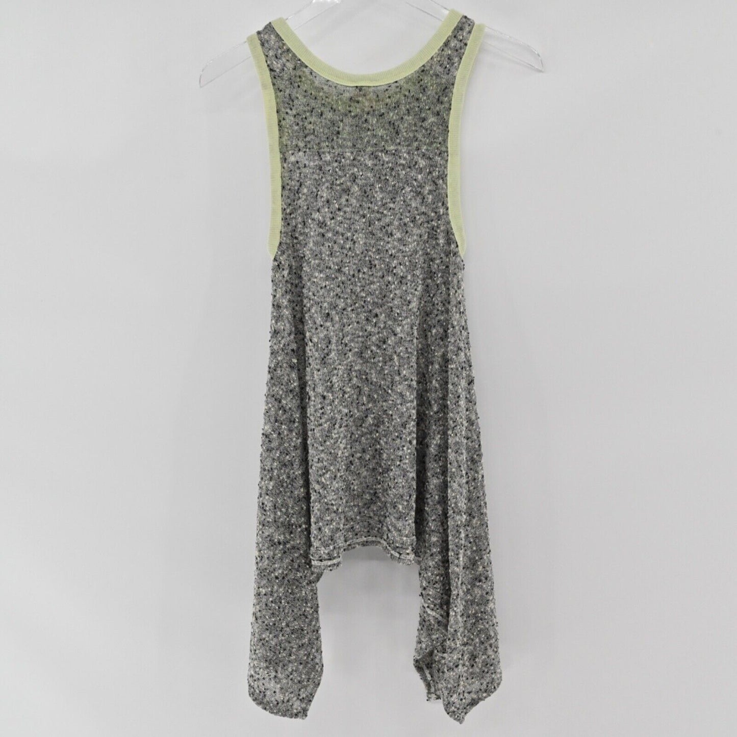 FREE PEOPLE Top Womens Sz XS Gray Green Bumble Bee Knees Tunic Tank WE THE FREE