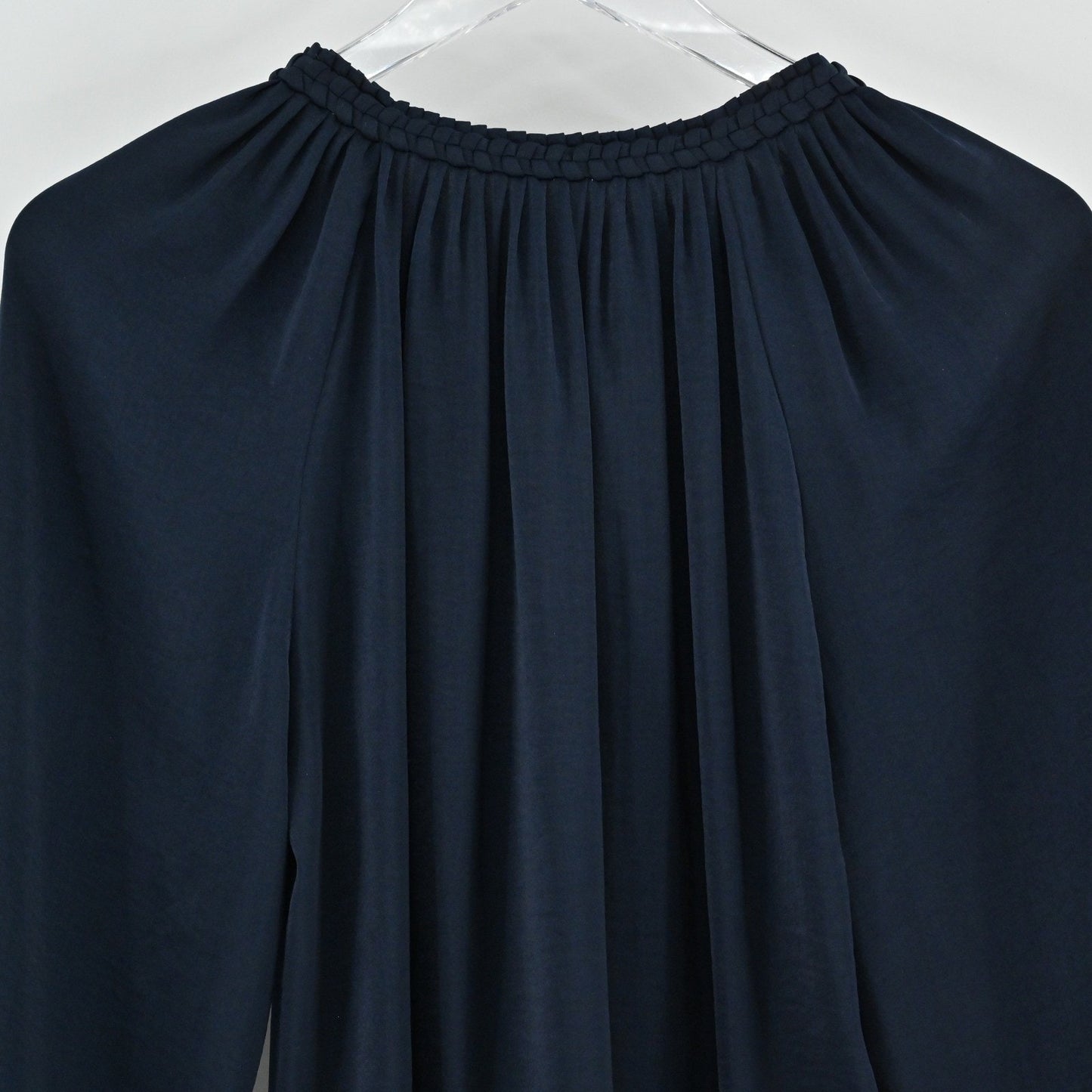 KOBI HALPERIN Womens Caprice Tie Neck Blouse Sz XS Navy Romantic Long Sleeve Top