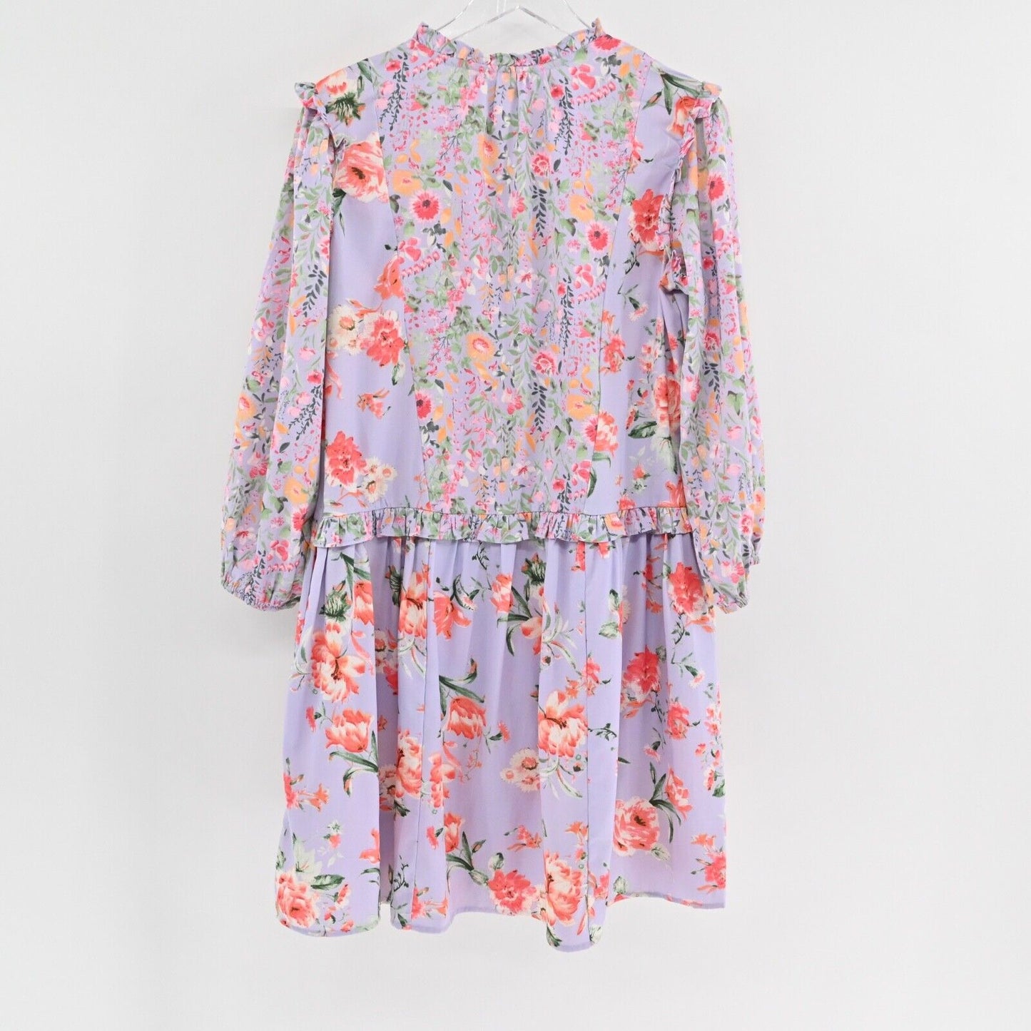 TOLANI Collection Dress Sz S Lavender Floral Balloon Sleeve Ruffle Peasant Bloom