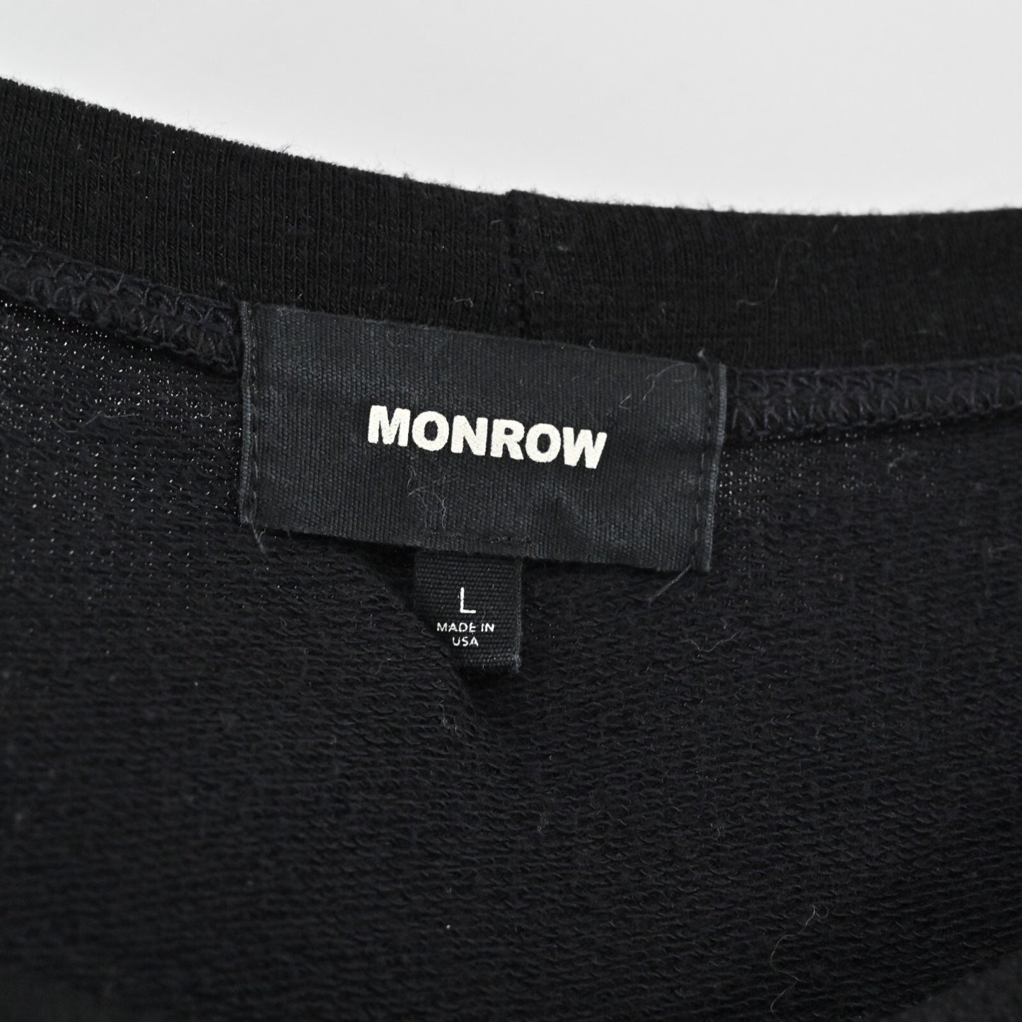 MONROW Top Womens Sz L Black Long Sleeve Scoop Neck Stretch Capsule Quiet Luxury