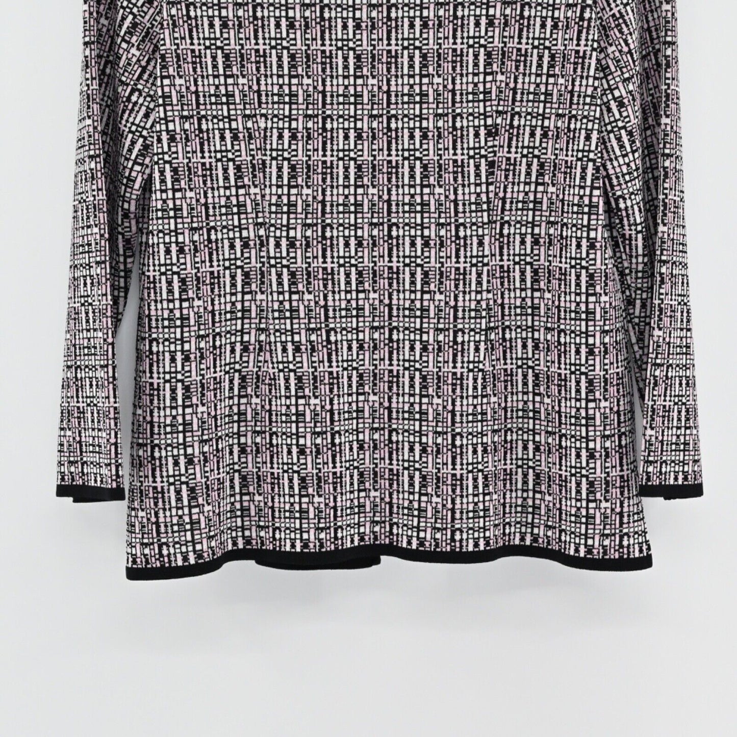 MISOOK Womens Knit Jacket Sz S Blazer Black Pink Print Retro Career Quiet Luxury