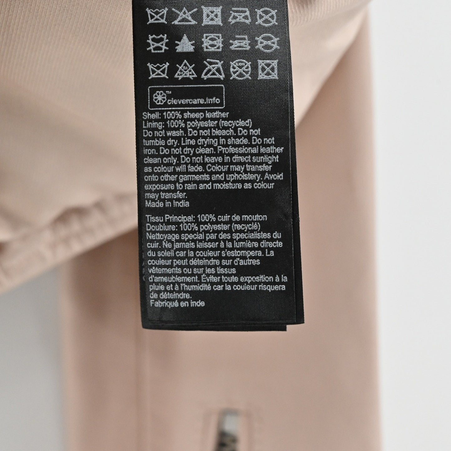 AllSaints Balfern Leather Biker Jacket Size 4 Beige Pink Lamb Rocker Edgy Moto