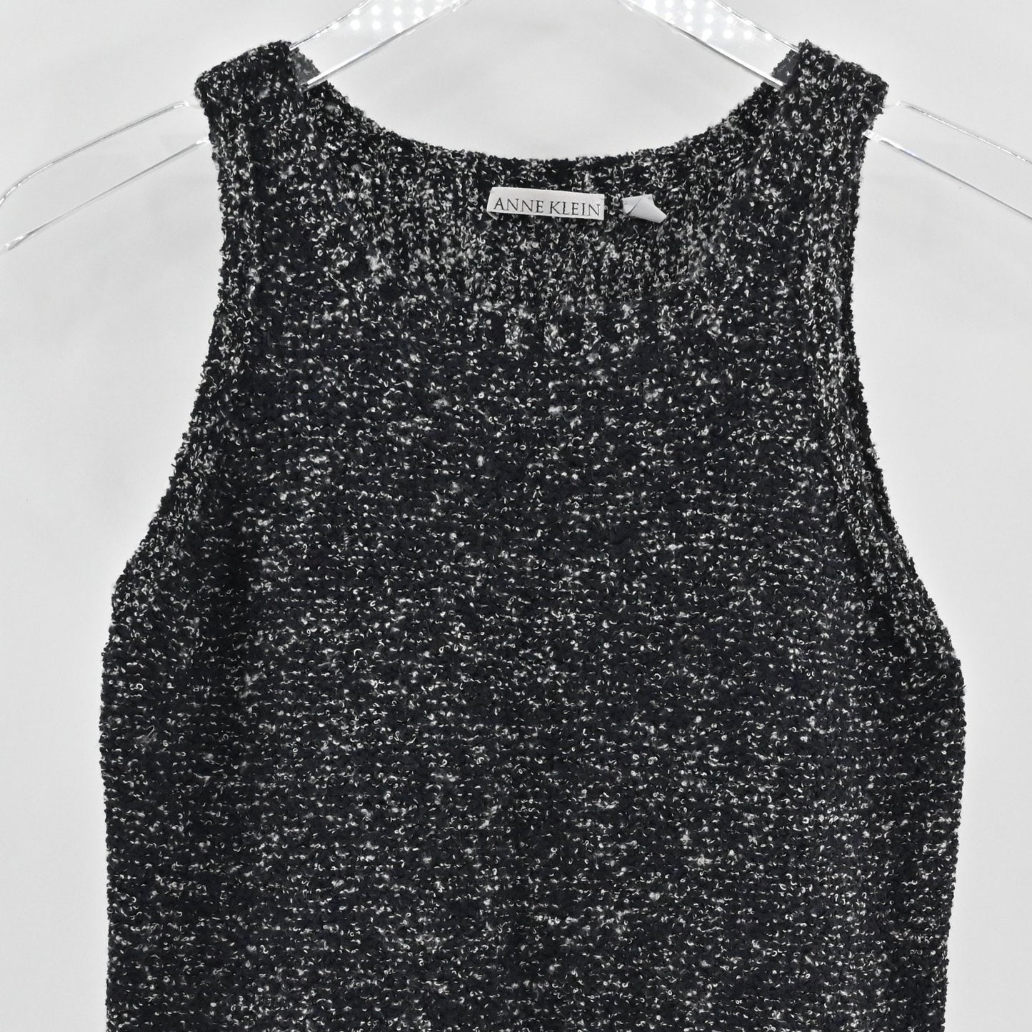 Vtg ANNE KLEIN Womens Wool Sleeveless Top Size S Gray Sweater Academia Corpcore