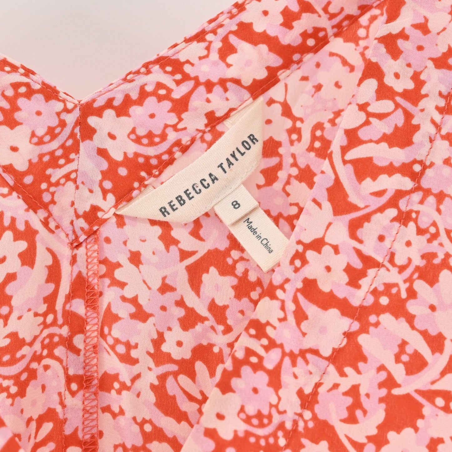 Rebecca Taylor Womens Silk Floral Top Size 8 Pleated Peplum Red Pink Blouse