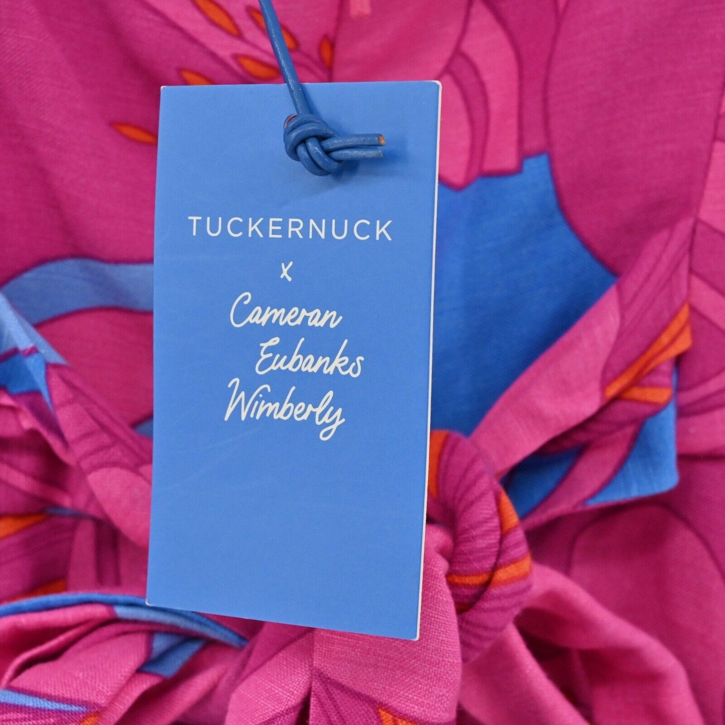 TUCKERNUCK Dress Womens Size S Pink Wild Azalea Linen Blend Ruffle Edisto Mini