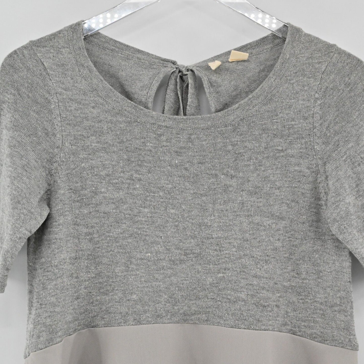ANTHROPOLOGIE Top Womens Sz XS MOTH Blouse Gardenia Floral Grey Peplum Contrast