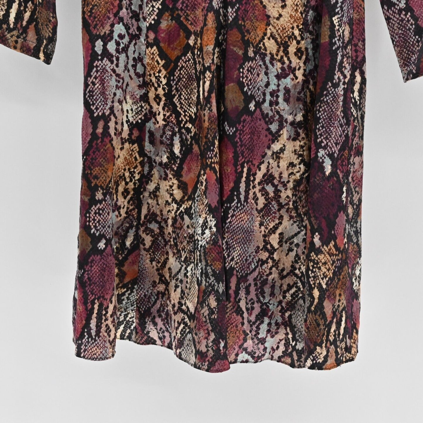 REBECCA TAYLOR Dress Womens Size 6 Silk Met Python Snake Print Purple Mob Wife