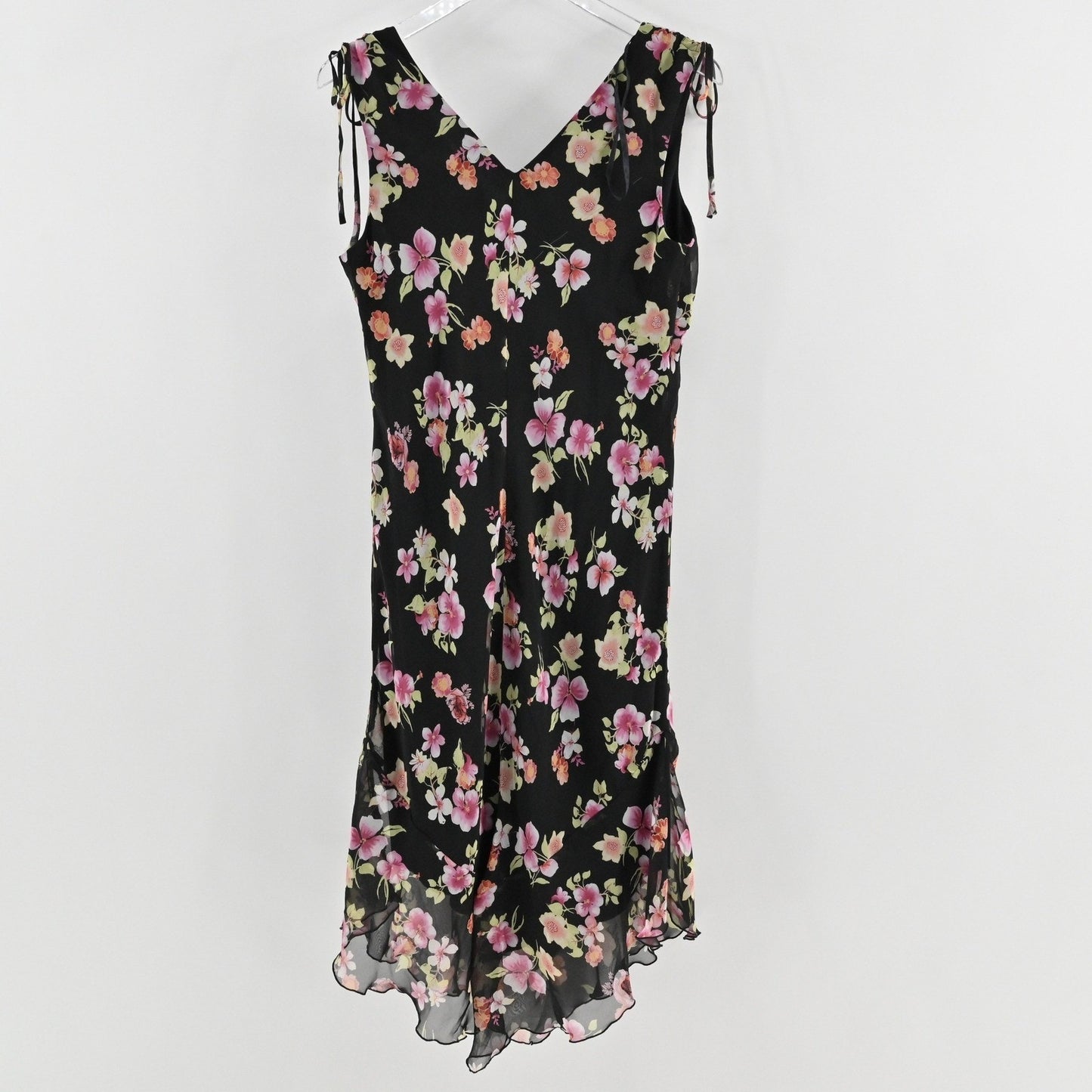 Vtg New York & Co Floral Midi Dress Size 14 Whimsigoth Fairygrunge Dark Romantic