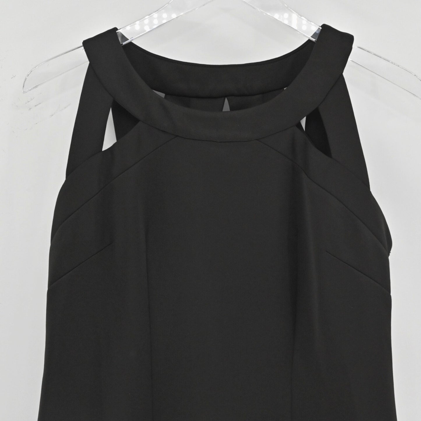 GRETCHEN SCOTT Jersey Isosceles Dress Size S Black Sheath Cotton Sleeveless