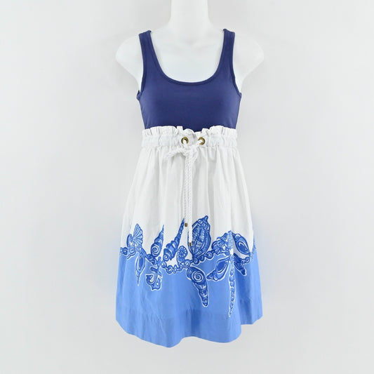Lilly Pulitzer Nettie Dress Size XS Fallin In Love Blue Rope Belt Nautical Beach