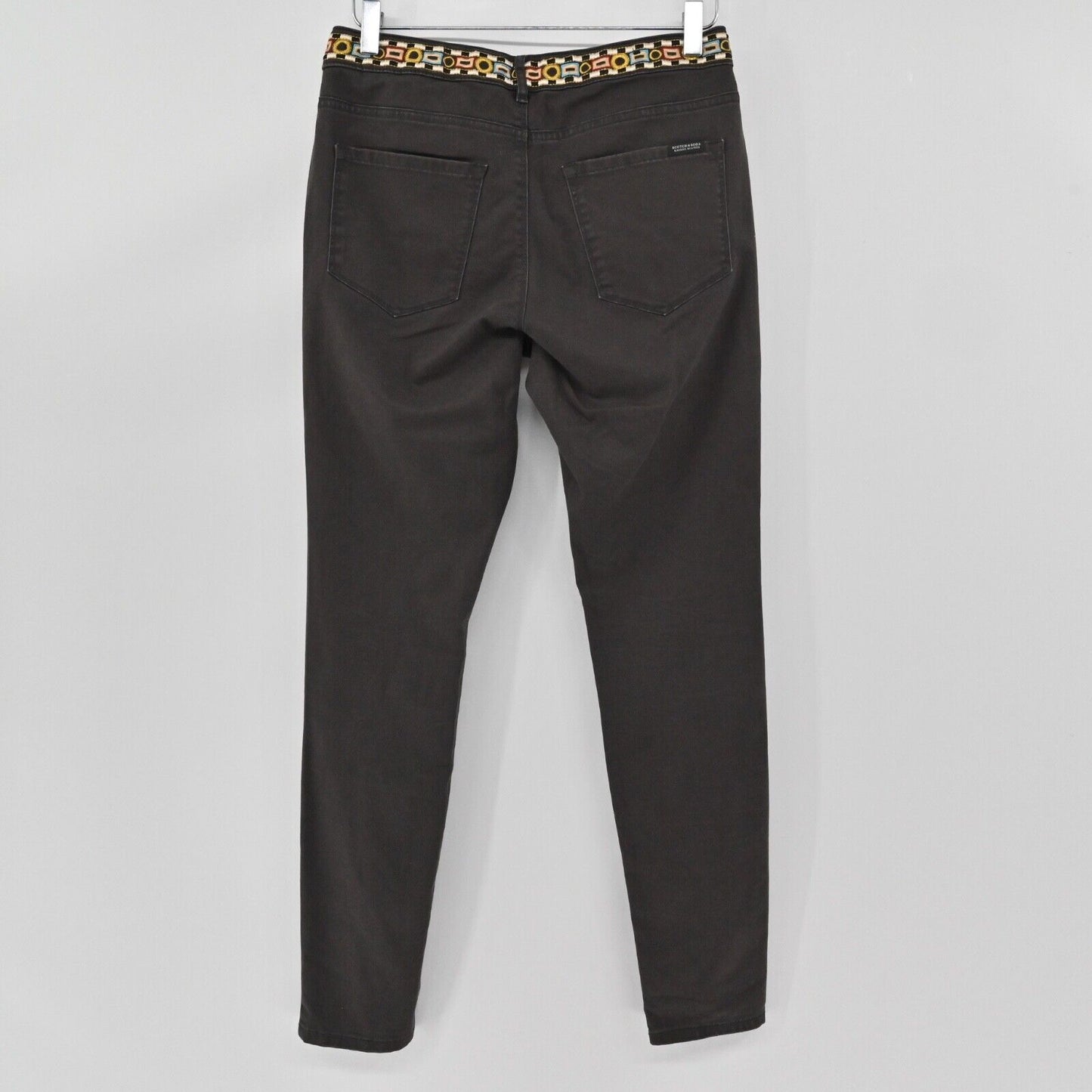 SCOTCH SODA Jeans Womens Size 29 Gray Embroidered Mid Rise Skinny Stretch Boho