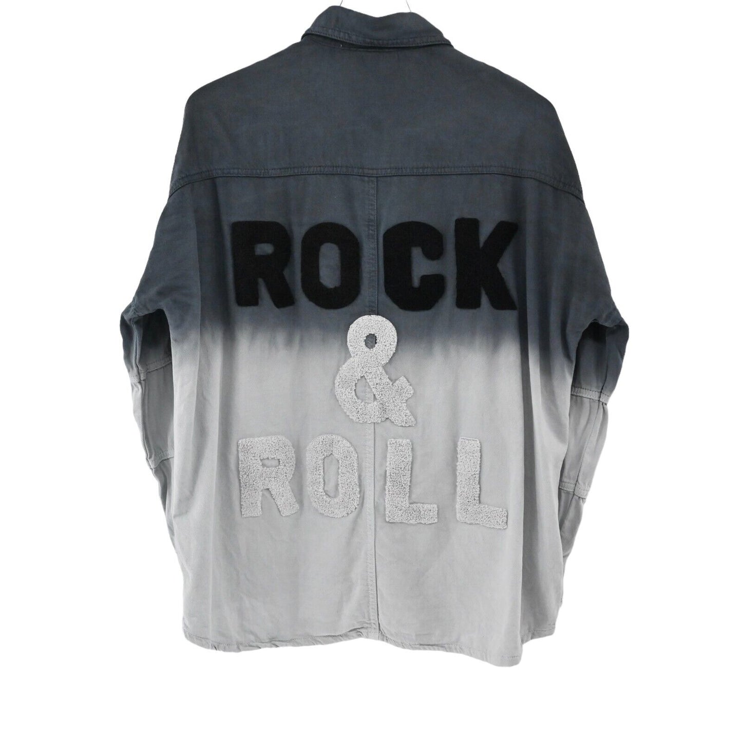 ELAN Jacket Womens Size S Blue Gray Ombre Rock Roll Devan Denim Shacket Cotton