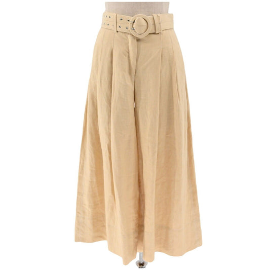 NICHOLAS Pants Womens Size 2 Natural Linen High Rise Wide Leg Pleated Cropped