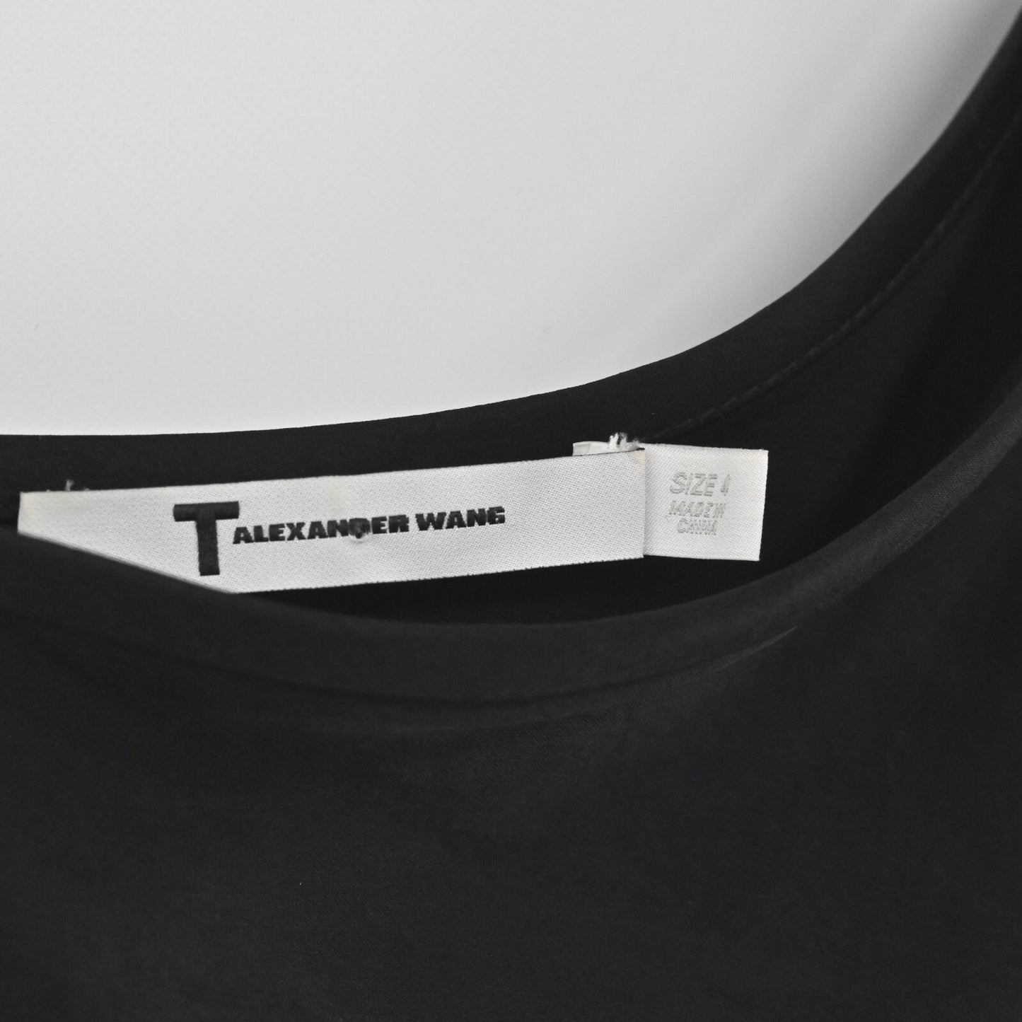 T ALEXANDER WANG Ruched Womens Top Size 4 Black Satin Dark Romantic One Sleeve