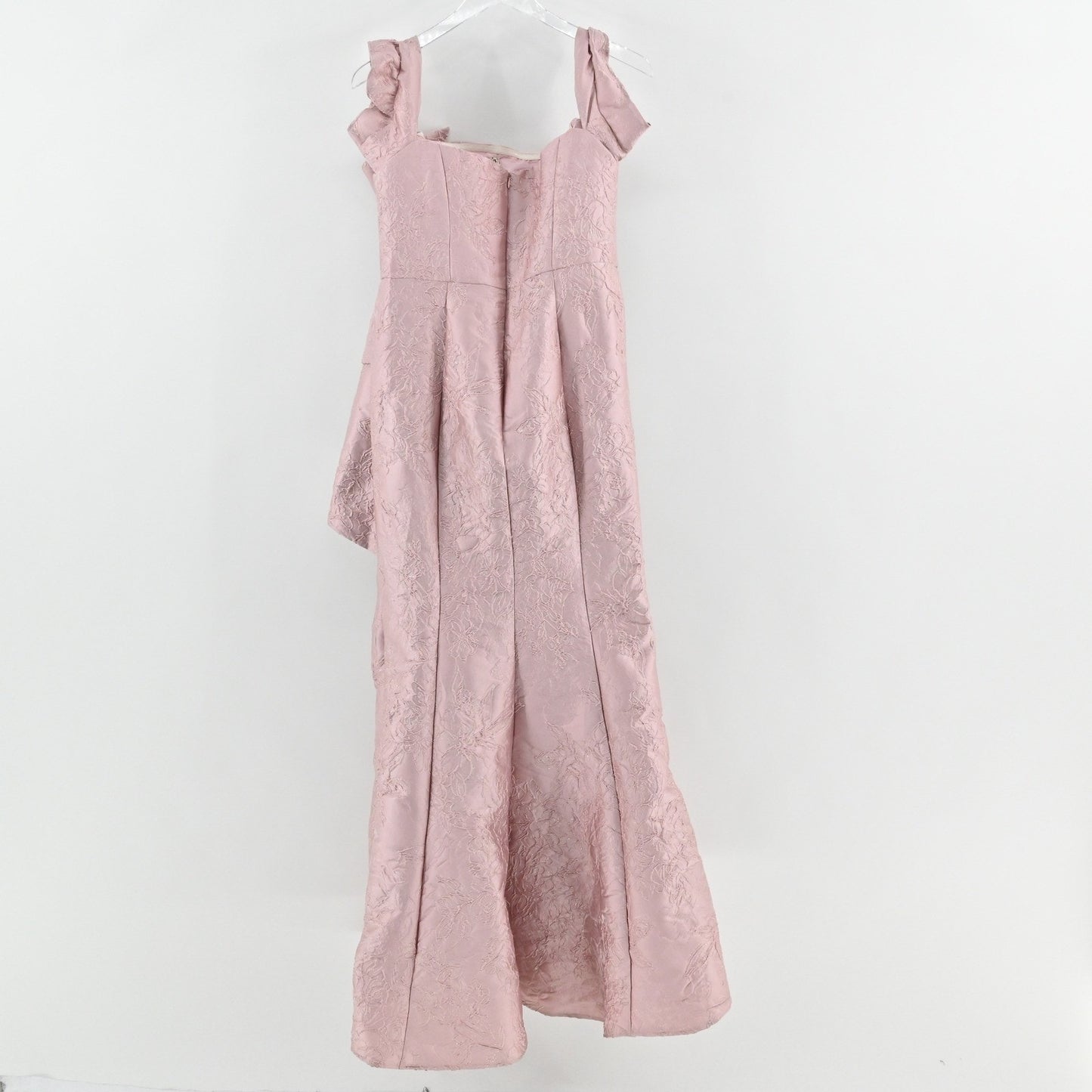 Feriani Couture Strapless Bow Ornate Evening Dress Size 14 Mauve 18878 Jacquard