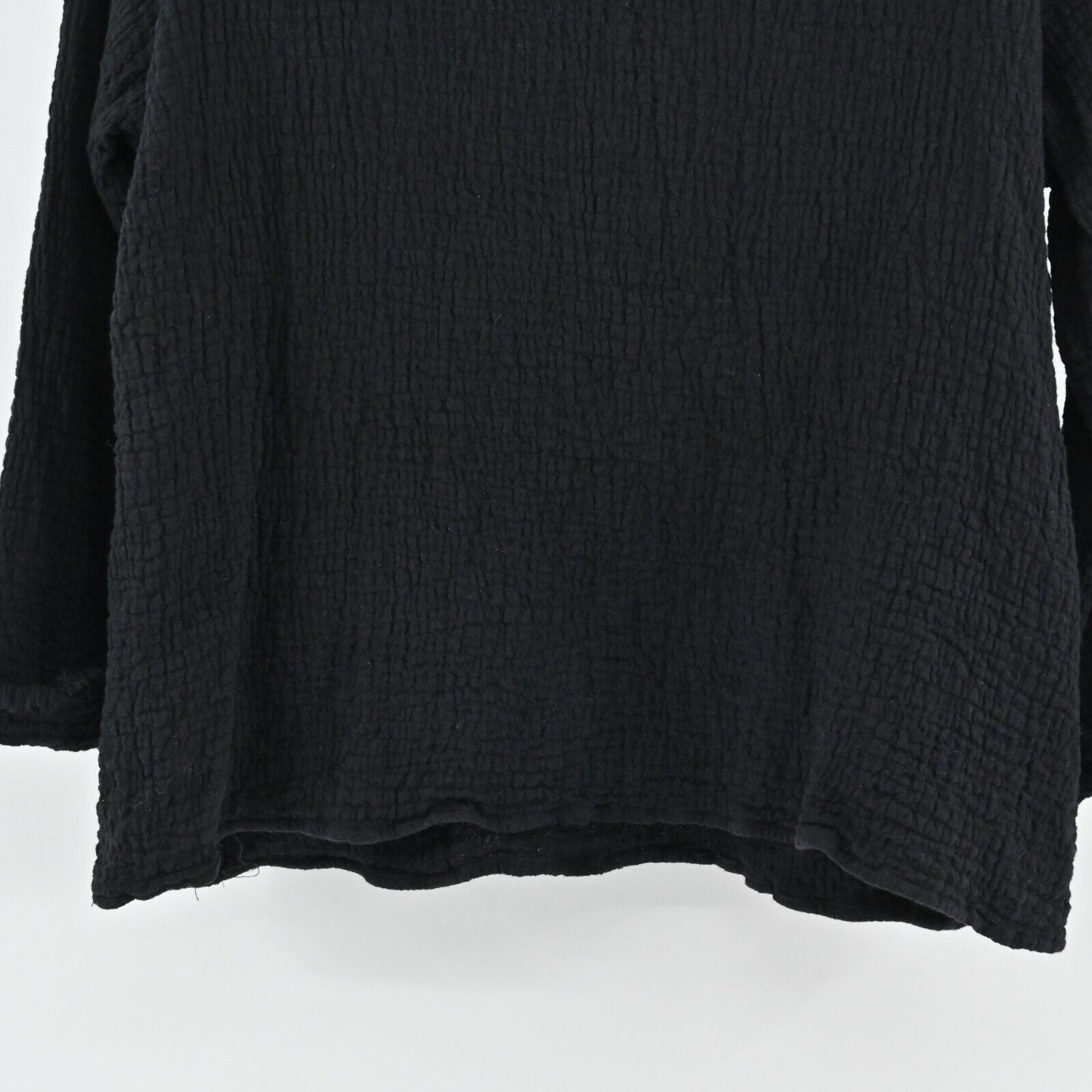 HABITAT Top Womens Sz S Black Center Seam Cotton Raw Hem Gauze Fabric Lagenlook