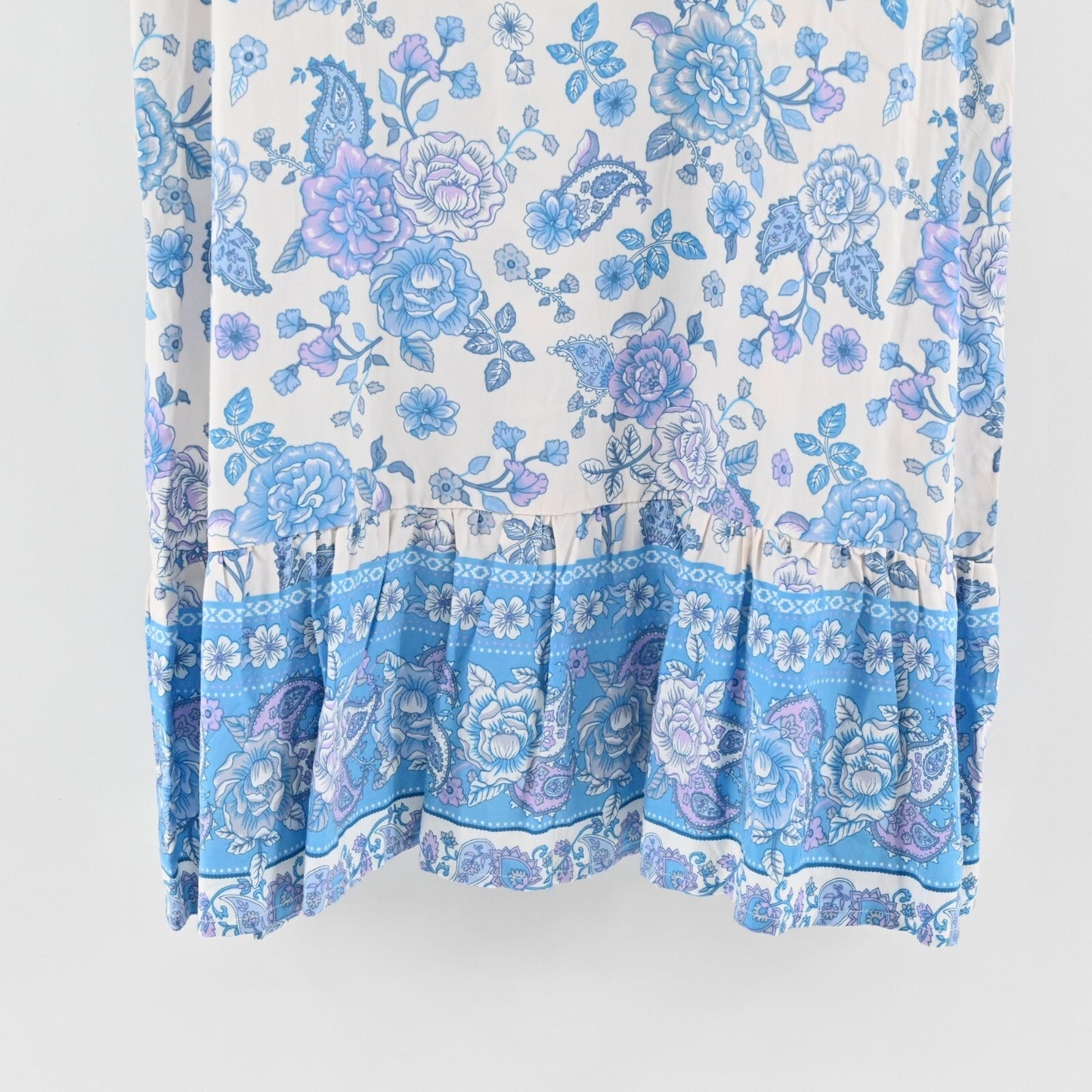 WALKER WADE Dress Sz XS Blue Purple Floral Print Ruffle Neck Shift Mini Cottage