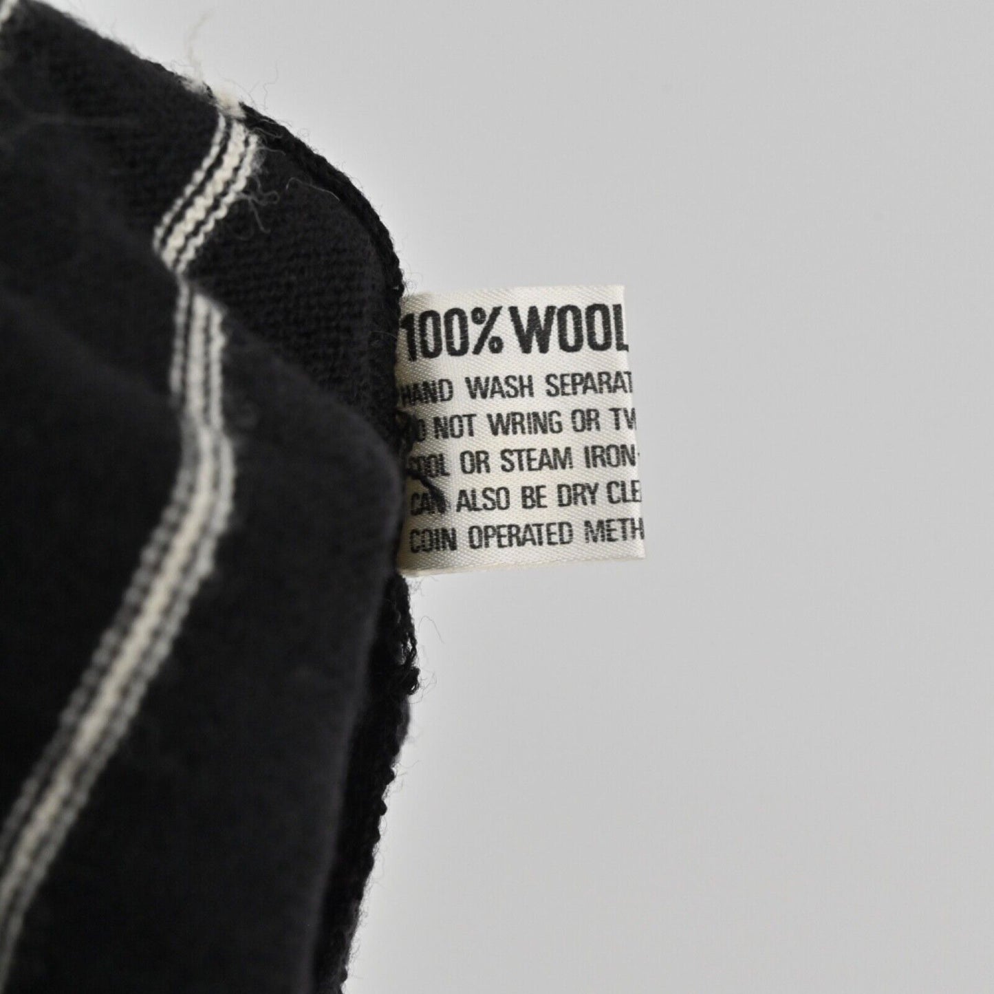 Vtg DUNHILL Sweater Womens Sz L Black White Stripe Logo VNeck Wool Academia 70s