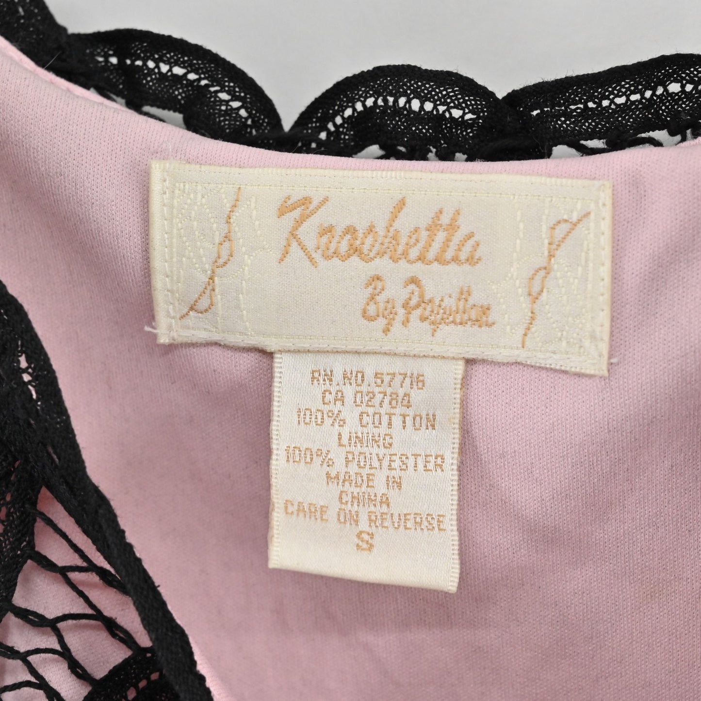 Vtg Black Crochet Lace Dress Size S Fairy Coquette Glam Kroshetta Papillon Y2k