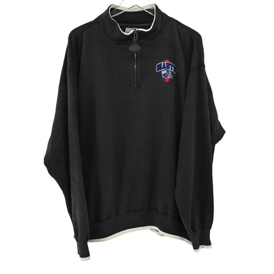 Vtg PRO PLAYER Sweatshirt Mens Sz XL Black NFL New York Giants Logo 1/4 Zip 90s