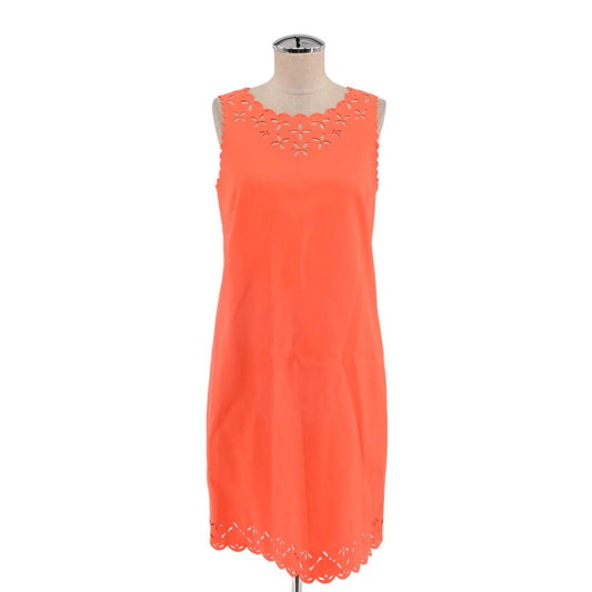 J CREW Dress Womens Sz 4 Neon Orange Floral Laser Cut Scalloped Sleeveless Shift