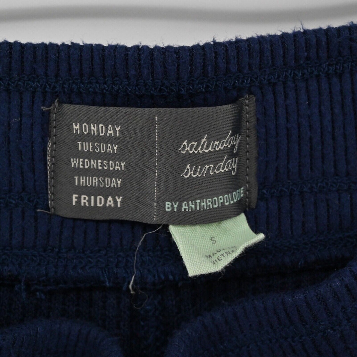 ANTHROPOLOGIE Shorts Womens Size S Blue Wendy Waffle Knit Lounge SATURDAY SUNDAY