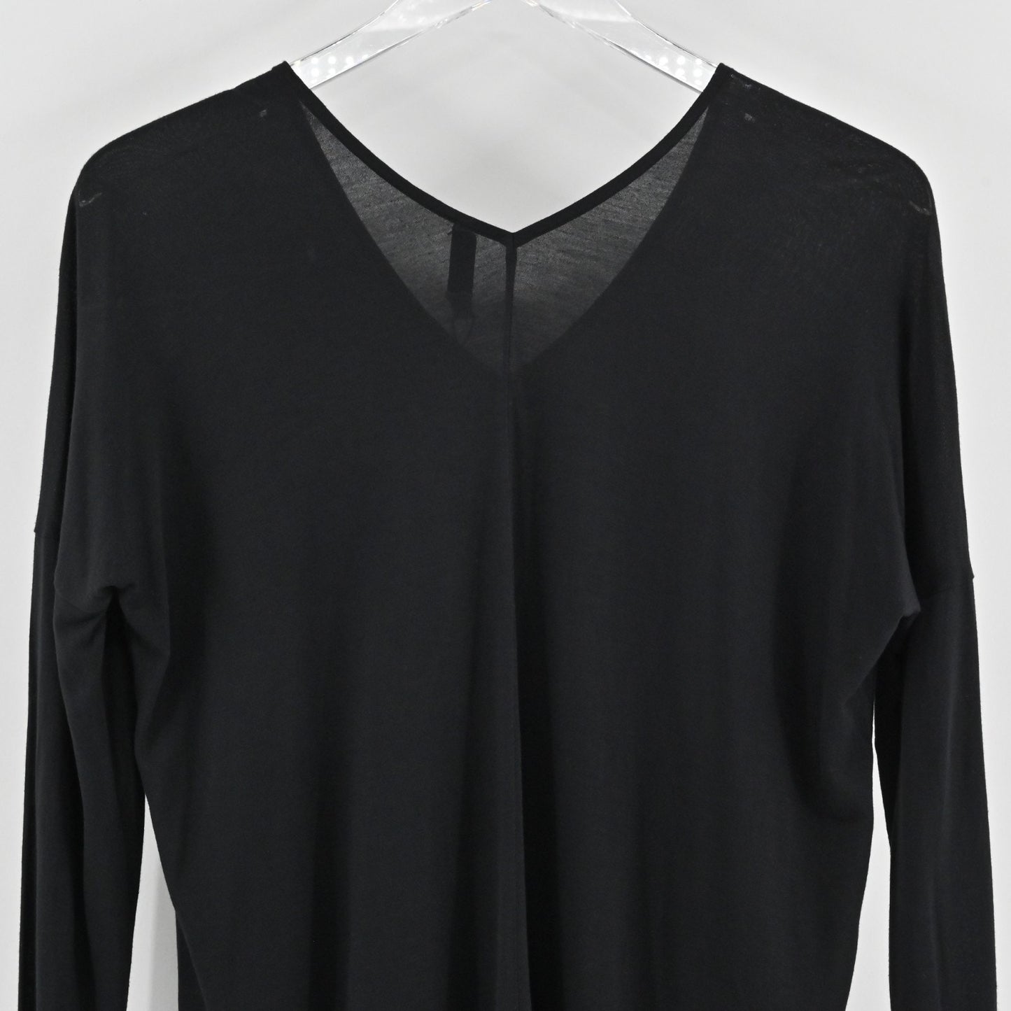 Vince Womens Long Sleeve Double Vee Tee Size XS Black Viscose Casual Top NEW