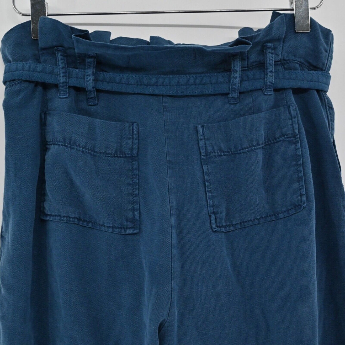 ANTHROPOLOGIE Shorts Womens Size 4 Blue Cotton Tie Paperbag Waist High Rise Rhys