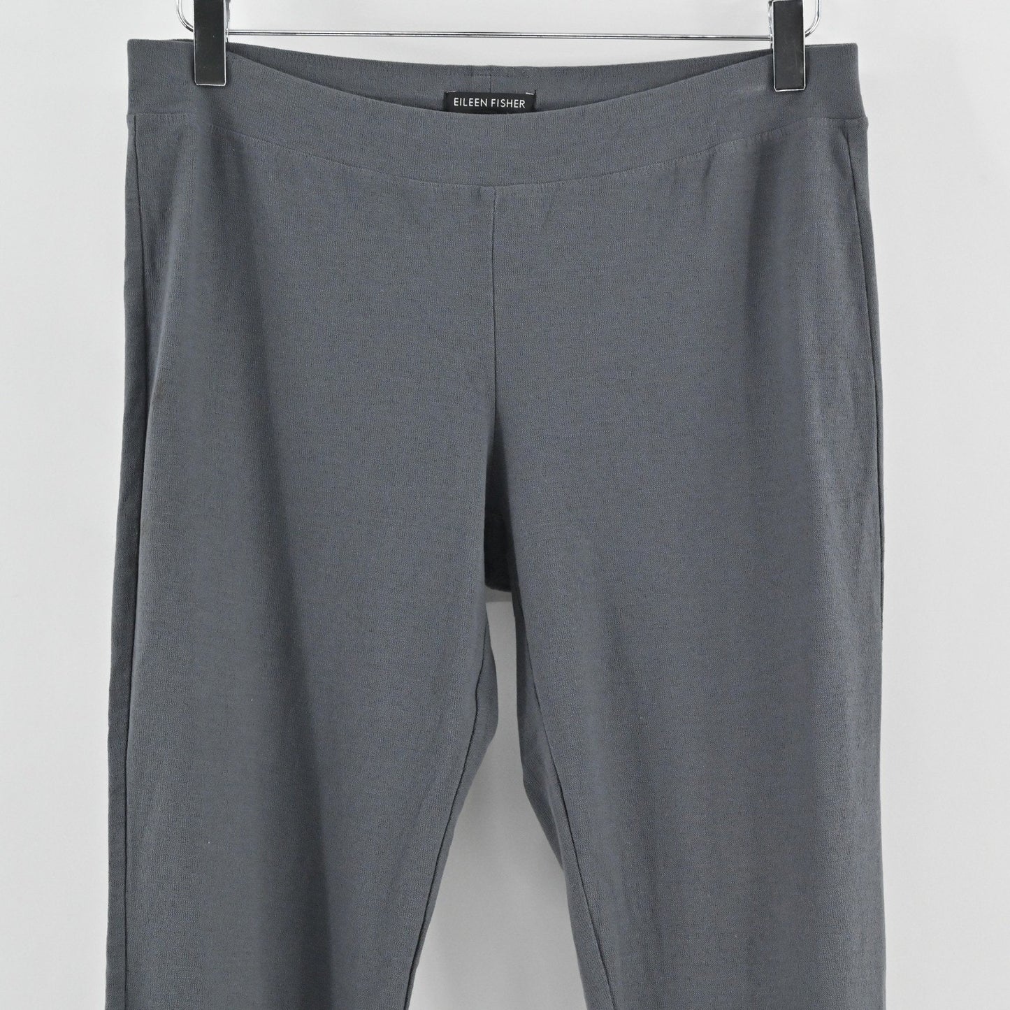 Eileen Fisher Washable Stretch Crepe Straight Pants Size S Gray Knit Lagenlook
