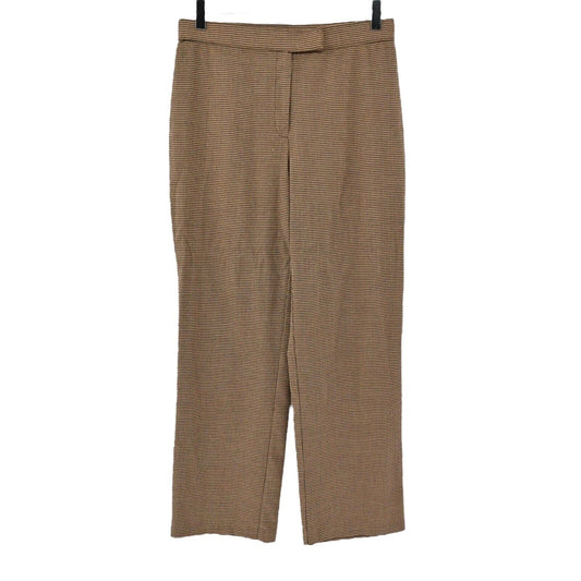 Vtg SAG HARBOR Pants Womens Sz 8P Stretch Houndstooth Black Tan Wide Leg Trouser