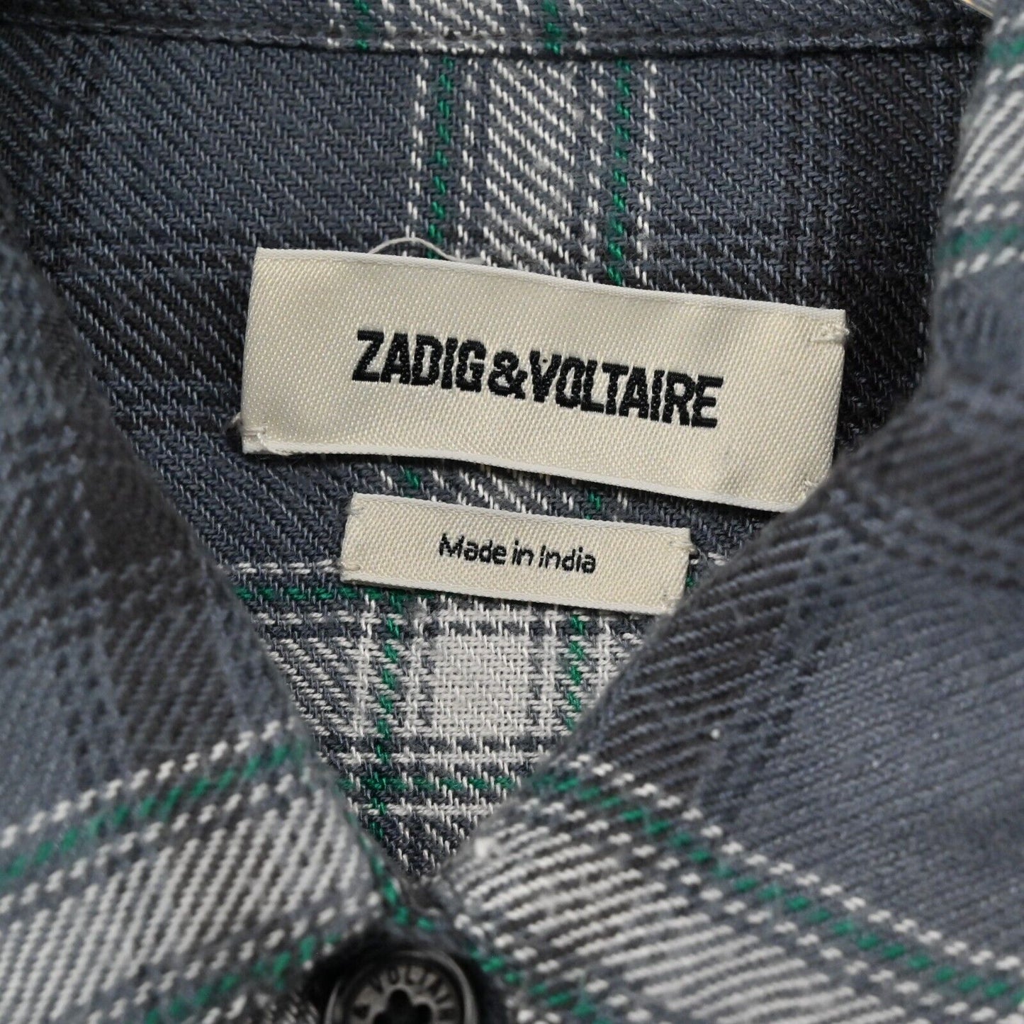 ZADIG VOLTAIRE Top Womens Sz M Drippy Flannel Talmi Carreaux Plaid Button Front