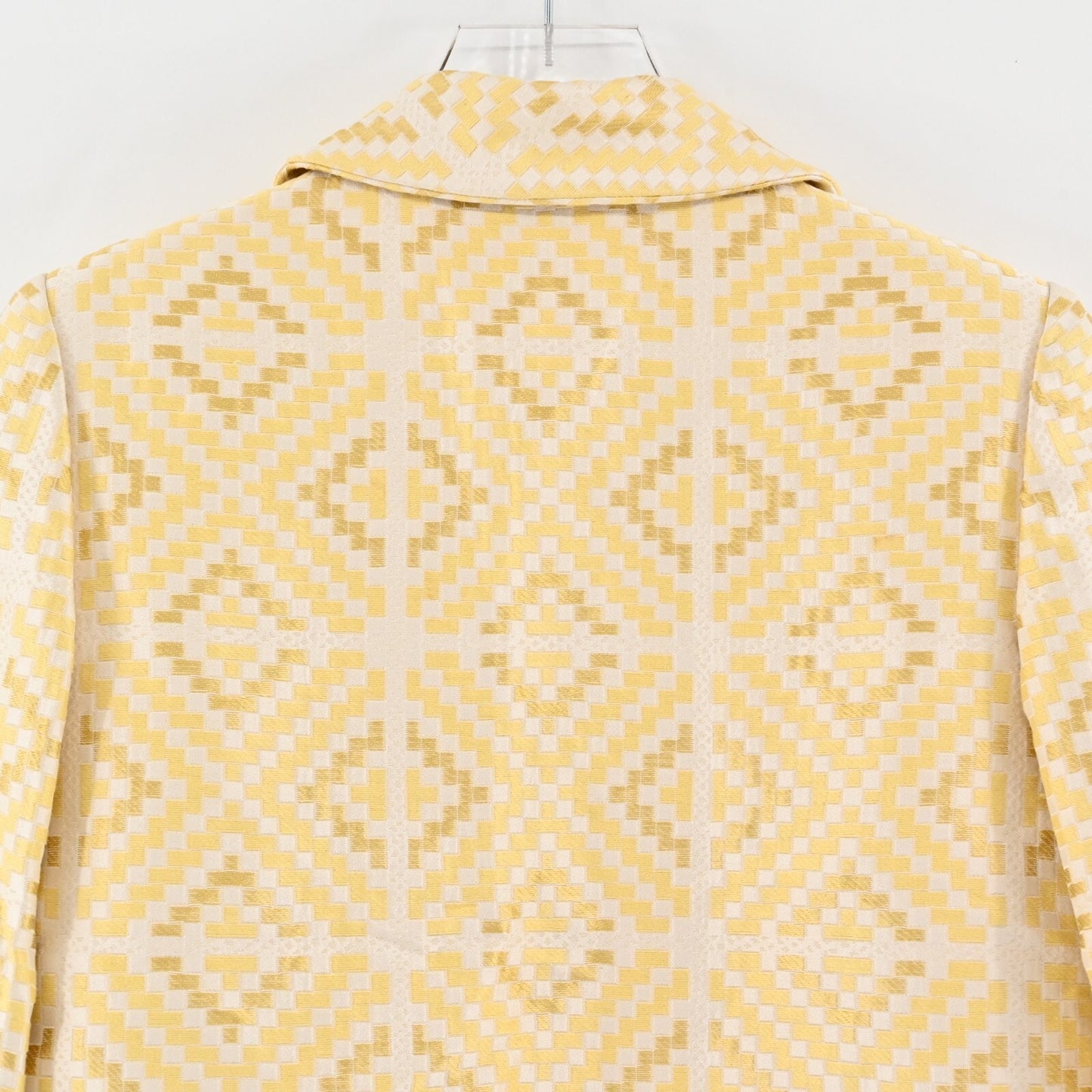 Vtg BILL BLASS Blazer Womens Size 6 Yellow Geometric Cropped Open Front Jacket