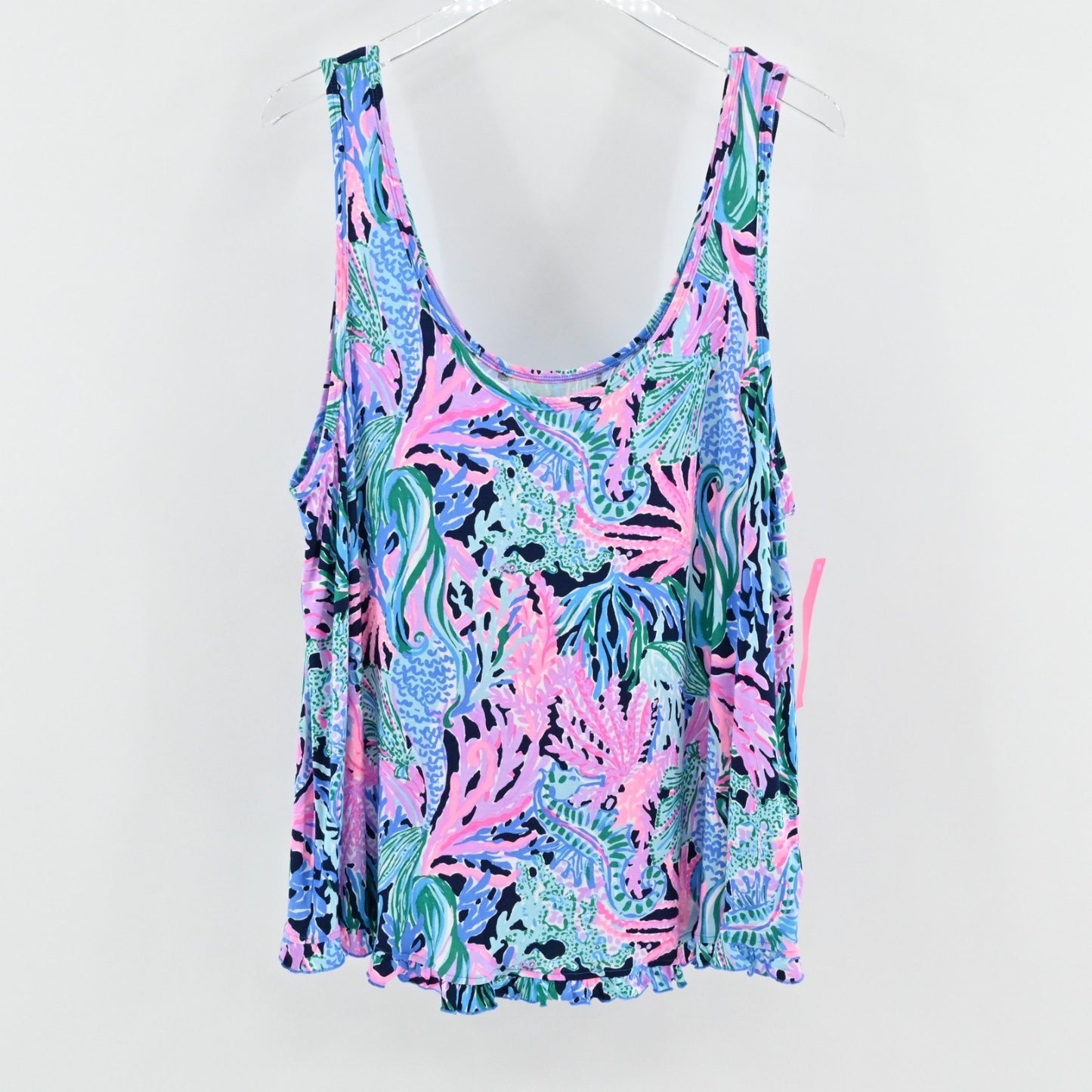 Lilly Pulitzer Womens Ruffle PJ Tank Size XXL High Tide Navy Bringing Mermaid