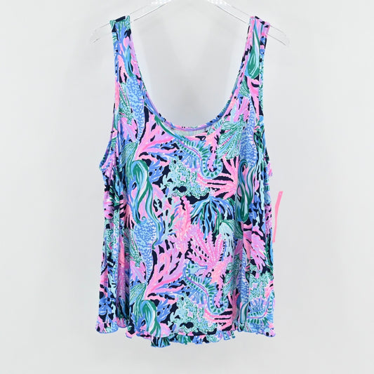 Lilly Pulitzer Womens Ruffle PJ Tank Size XXL High Tide Navy Bringing Mermaid