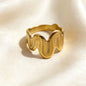 18K Gold Plated Stainless Steel Closed Ripple Adjustable Ring