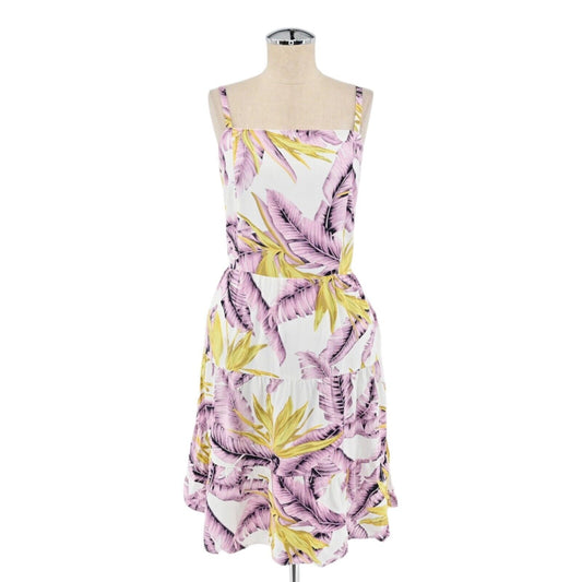 LOFT Dress Womens Size 10 Paradise Tiered Ruffle Mini Tank Square Neck Tropical