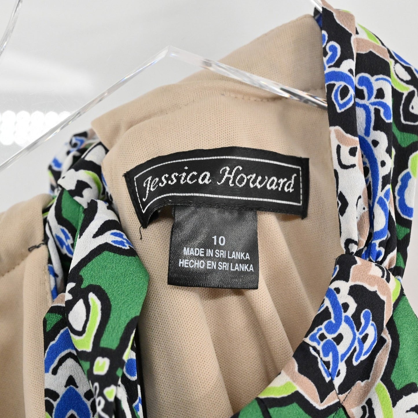 Jessica Howard Floral Damask Halter Maxi Dress Size 10 Green Boho Sleeveless