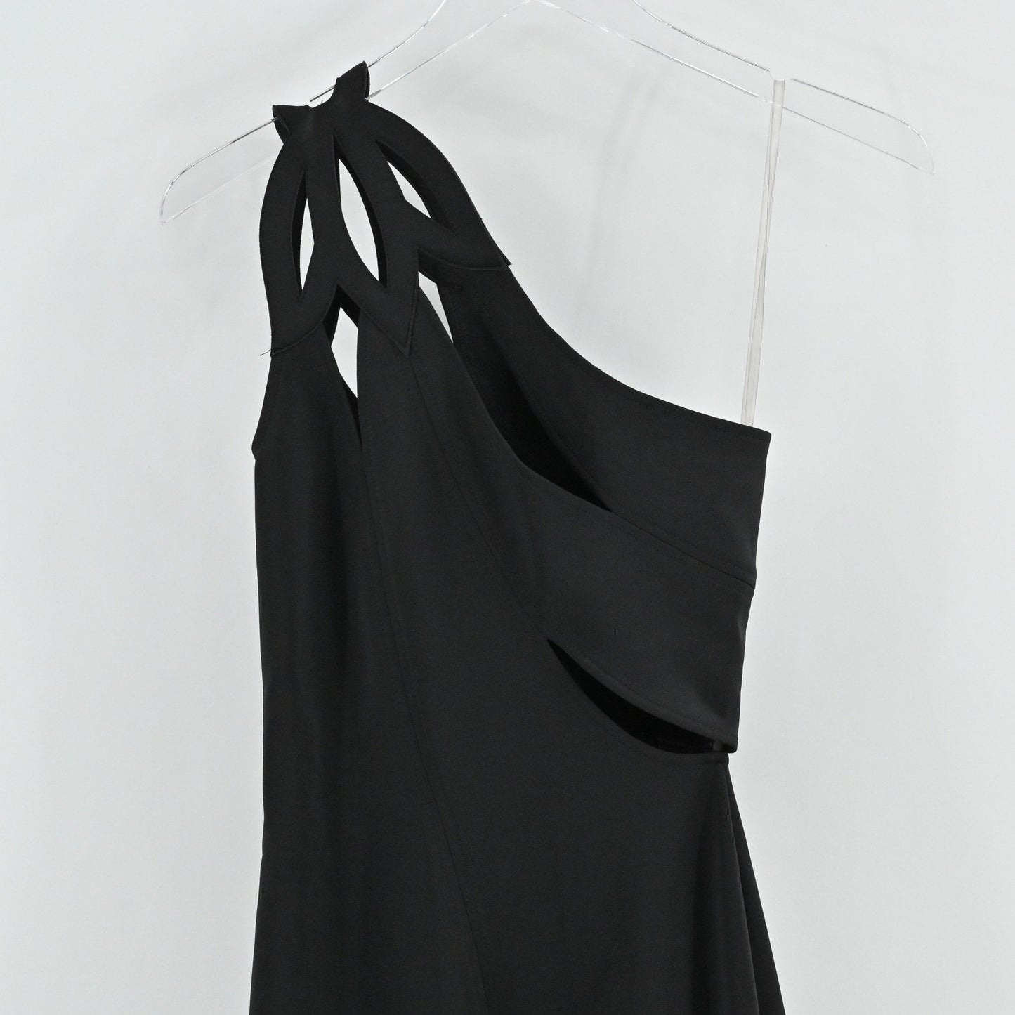 Eva Mejl Mermaid Dress Sz XS Black Formal Gown One Shoulder Cutout Evening Sexy