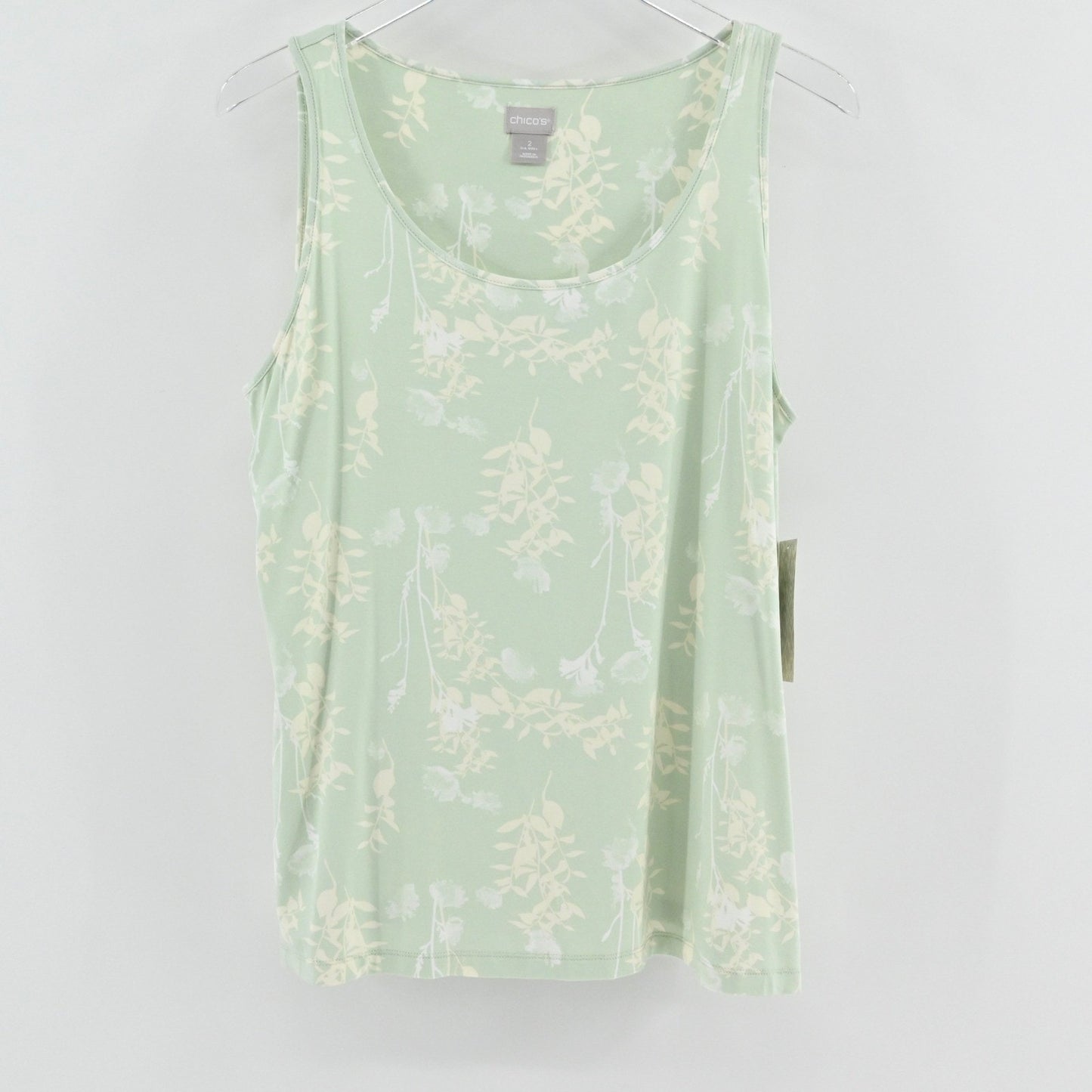 Chicos Bouquet Polish Knit Tank Top Size L Floral Sleeveless Green